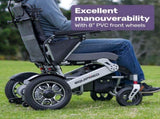 EQUIPMED Power Electric Wheelchair, Long Range, Airline Approved, Alloy, Remote Control, Lithium V219-HELWLCEQPKS8A