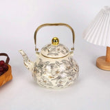 Vintage Floral Enamel Tea Kettle, 1.5L 2.0L 2.5L Stovetop Safe Steel Teapot with Ergonomic Handle, V1366-AZ2-W-14786