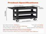 Utility Service Cart, 550 LBS Laod Capacity, 3 Shelf Heavy Duty Plastic Rolling Utility Cart with V952-DXSLSYTCDXCX3K5H9V0
