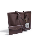 Women's Large Capacity PU Leather Tote Shoulder Bag for Work Shopping Party, Dark Brown V1188-MS-325-0321