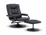 Artiss Recliner with Ottoman 360-Degree Swivel Recliner Chair and Ottoman Set PU Leather Black RECLINER-A26-PU-BK