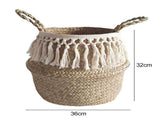 Natural Seagrass Storage Basket Foldable Woven Laundry Basket Handmade Straw Basket V1294-YM0717-10007055