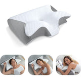 Silk Grey Horn Shape Contour Memory Foam Cervical Pillow with Breathable Zipper Cover and Protective V888-ELOSUNG55241-5