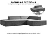 Sarantino Vani 3 Seater Modular Sofa Set - Dark Grey SOFA-MLM-315-DGY