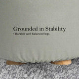 Fabric Ottoman Round Wooden Leg Foot Stool - GREY V274-FT-GQST01-GY