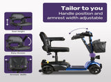 EQUIPMED FreeLite Mid-Sized Electric Foldable Mobility Scooter, Lithium Battery, Long Range and V219-HMBMSCEQ4LBB