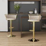 SERENIT Golden Swivel Upholstered Velvet Adjustable Height Counter Stool with Metal Frame Ivory V255-SE-GP2312R-IVORY