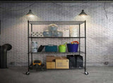 Wire Storage Rack 150x60cm Black Shelving with Wheels V63-841101