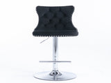 4x Height Adjustable Swivel Bar Stool Velvet Studs Barstool with Footrest and Chromed Base- Black V226-SW1712BK-2