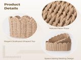 2PCS Woven Storage Baskets, Handwoven Basket with Scalloped Edge, Decorative Organizer for Home, V1369-AZ3-W-08728