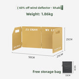 khaki Heavy-Duty 4-Fold Camping Stove Windshield Portable Steel Wind Deflector for Outdoor Cooking V888-ELOSUNG43277