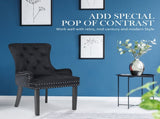 2X French Provincial Dining Chair Ring Studded Velvet Rubberwood Leg LISSE BLACK V274-FT-VFC-1141-BK2