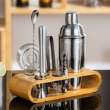 Complete Cocktail Shaker Bar Tool Kit 750ml, Home Bartender Mixology Set with Bamboo Storage Stand V1265-YY-323