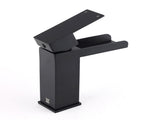 WELS Matt Black Cubic Square Basin Mixer Waterfall Faucet Spout Laundry Tap Set V1233-KSQ105BL