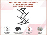 Ball Trolley Rack Display Stand For Basketball Football Storage Heavy Duty Rolling Organiser For V63-920731
