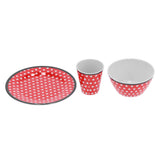 Fruit Plate Bowl Cup Kit Red Dot Pattern Tableware Set Household Kitchen Accessory V1294-YM0901-3118210178611