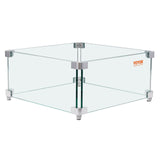 Gas Fire Pit Wind Guard for Square Fire Table, 380 x 380 x 180 mm Clear Tempered Wind Guard for V952-HKFFZGHBLZFX8PISWV0