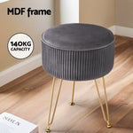 Artiss Ottoman Foot Stool Vanity Velvet Round Grey FS-B-02-VEL-GY