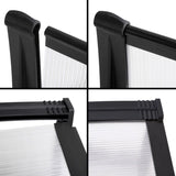 Instahut Window Door Awning Canopy 1mx2m Transparent Sheet Black Plastic Frame AWN-PC6MO-1X2