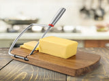 Wooden Cheese Slicer, Cheese Cutter Board with Stainless Steel Blade for Block Cheese, Vegetables, V1192-AZ-W-2809