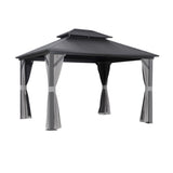 Instahut Gazebo 3x3.65m Canopy Outdoor Steel Frame Patio Tent Curtains Marquee Grey GAZB-IR-ALU-RF-3X3-ABCD