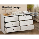 Artiss 6 Chest of Drawers - LEIF White FUR-U-CDR-6D-WH-AB