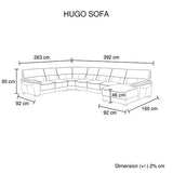 Lounge Set Luxurious 7 Seater Bonded Leather Corner Sofa Living Room Couch in Black with Chaise V43-SOF-HUG-BL