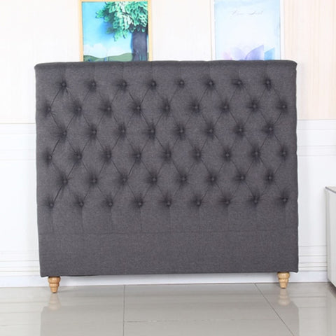 Bed Head Double Size French Provincial Headboard Upholsterd Fabric Charcoal V43-BED-SENDCHA