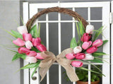 Flower Wreath Front Door Easter Wreath Fadeproof Artificial Spring Wreath for Indoor Outdoor Home V1294-YM0901-3115250115611