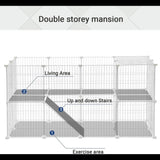 SONGMICS Metal Wire Two-Story Pet Playpen with Zip Ties White V227-8498641000001