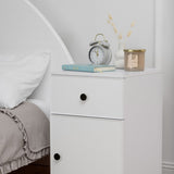 PORTO BEDSIDE TABLE - WHITE - SLIM - ROUND BLACK V164-ECS13WTB06B