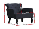 Artiss Armchair Wingback Charcoal Lothair FA-CHAIR-WING02-BK