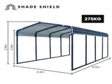 SHADE SHIELD Single Carport Shed 3.3 x 6 x 2.9m, Galvanised Steel Frame, Powder Coated Gable Roof, V219-CPRSINPCSG6A