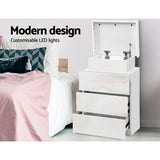 Artiss Bedside Table LED 3 Drawers - COLEY White FURNI-O-LED-BS-3D-WH