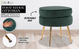 Ottoman Foot Stool Velvet Fabric Metal Leg Round GREEN V274-FT-VST-1596-GN