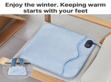 Electric Graphene Foot Warmer Dual Side Foot Heating Pad Under Desk 15.7x15.7in Multifunctional Soft V1294-YM0901-H48722LBL-US
