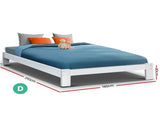 Artiss Bed Frame Double Size Wooden White JADE WBED-C-040D-137-AB
