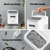 Devanti Ice Maker Machine Portable 12kg Countertop w/Self Cleaning 1.3L White IM-ZB12K-WH