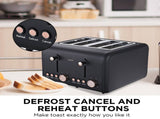 Pronti Rose Trim Collection Toaster & Kettle Bundle - Black KTL-TSR-COM-BK