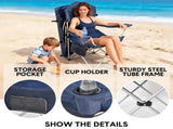 Foldable Canopy Shade Chair Outdoor Sturdy Frame Thickened Oxford Fabric Chair with Armrest Cup V985-CANOPYCHAIR