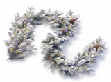 Christabelle Snowy Dorchester Christmas 2pc Set 1.2m Large Christmas Wreath and Garland with LE CMB-NATSD-L-WG