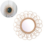 40cm Hanging Mirror Rattan Sunflower Circular Wall Mirror Decor Boho Wicker Dressing Makeup Mirrors V1294-YM0717-10123628