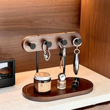 Natural Wood Mushroom Peg Entryway Organizer Wide Tray with Rust-Proof Hooks, Keys & Small Items V1232-ZMYSJ-001