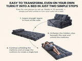 Convertible Folding Sofa Bed Pumpkin Design Corduroy Fabric Two-in-One Lounger for Living Room V1341-ZY-6W9GCNLV-GREY