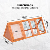 Rabbit Hutch Chicken Coop 118 x 50 x 45cm Triangle Cage Run Ester V274-PET-RH1480S