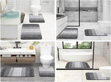 2 Piece Bath Mat Set with Toilet Mat, Absorbent Non Slip Microfiber Bathroom Rug, Grey V1237-ZY-917-208