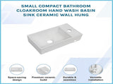 Small Compact Bathroom Cloakroom Hand Wash Basin Sink Ceramic Wall Hung V63-952321