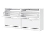 Artiss 2x Shoe Cabinet Storage Organiser 2 Flip Drawer White FURNI-SHOE-3D2-WHX2