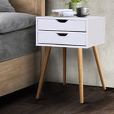 Artiss Bedside Table 2 Drawers - BODIE White FURNI-E-SCAN-BS02-WH