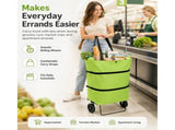 2 in 1 Foldable Shopping Bag, 23L Large Capacity Oxford Rolling Tote, Lightweight Reusable Grocery V1366-AZ2-W-10839